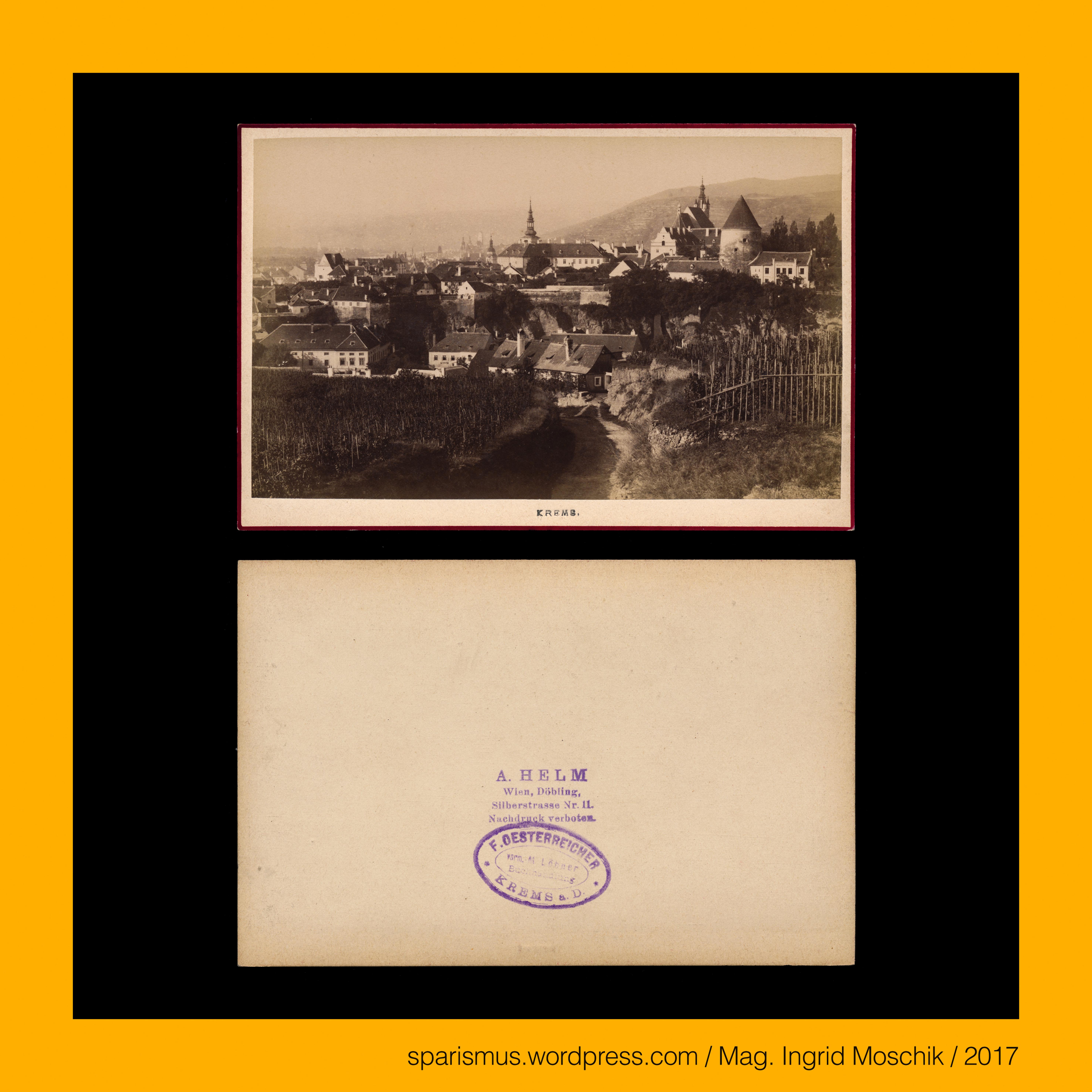 helm fotograf in wien um 1880 krems blick von osten auf altstadt mit pulverturm piaristenkirche